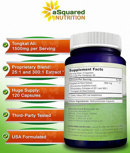 aSquared Nutrition Tongkat Ali 1500mg 120 Capsules