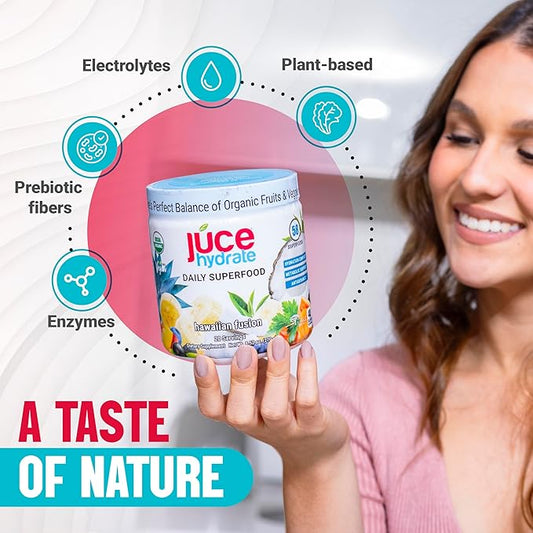Júce Hydrate Replenishing & Nourishing Superfood Drink - Boost Reduce Fatigue - USDA Certified Organic, Plant-Based, Vegan - Gluten-Free, Dairy-Free, Soy-Free - 8.1 Ounce - By Terra Kai Organics