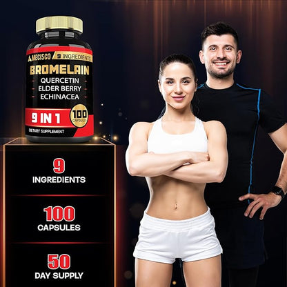 Bromelain 1000mg with Quercetin, Elderberry, Echinacea 100 Capsules