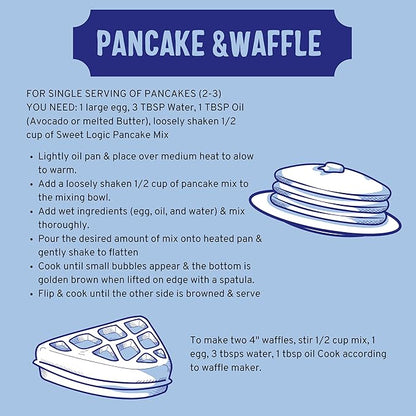 SWEET LOGIC Keto Pancake and Waffle Mix | Delicious Keto Baked Goods With Just 1-2G Net Carbs Per Serving | Gluten Free, Naturally Sweetened Low Carb, Diabetic Friendly