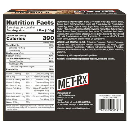 MET-Rx Big 100 Granola Protein Bar, Meal Replacement Bar, 32G Protein,Peanut Butter Chocolate Chip, Pack of 9