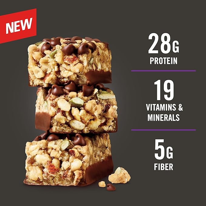 MET-Rx Big 100 Granola Protein Bar, Meal Replacement Bar, 32G Protein, Chocolate Chip, Pack of 9