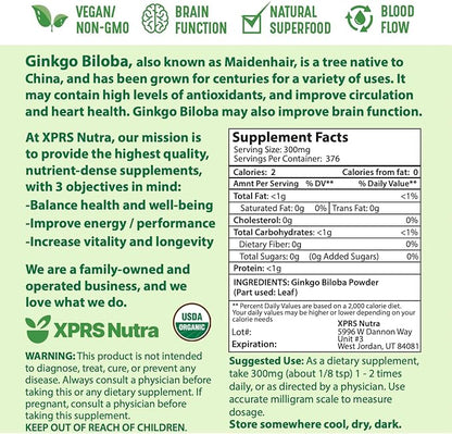 XPRS Nutra Organic Ginkgo Biloba Powder (4 oz)