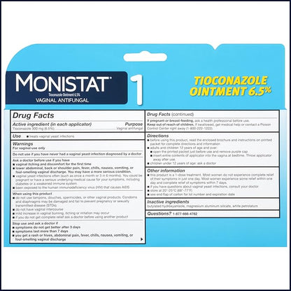 Monistat 1 Day Yeast Infection Treatment 1 Prefilled 1 Pack