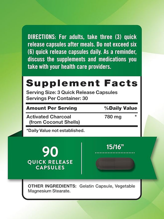 Nature's Truth Activated Charcoal Capsules | 90 Count | Non-GMO & Gluten Free Supplement