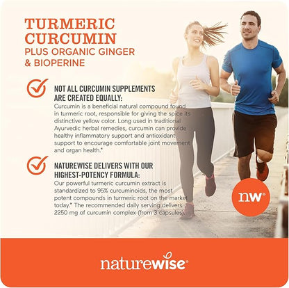 NatureWise Curcumin Turmeric 2250mg 95% Curcuminoids [1 Month 90 Count]