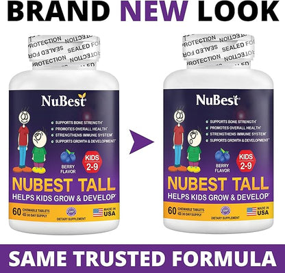 NuBest Tall Kids for Toddlers and 2 to 9 - 60 Chewable 3 Pack