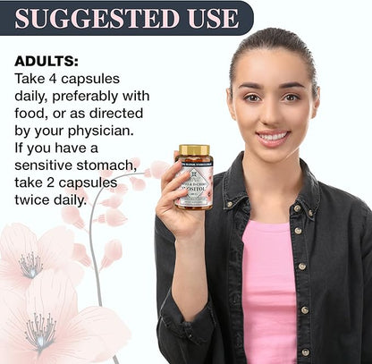 Myo-inositol & D-chiro Inositol Supplement for Women - Ideal 40:1 Ratio Complex for Fertility, Hormonal Balance, Menstrual Cycle & Ovarian Health Support with CoQ10, Choline & Selenium - 120 Capsules
