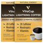 VitaCup Lightning Coffee Pods, for Memory & Focus w/ 2X Caffeine, Green Coffee Bean, B Vitamins, D3, Strong Dark Roast Coffee, Recyclable Single Serve Pod Compatible with Keurig K-Cup Brewers,32 Ct