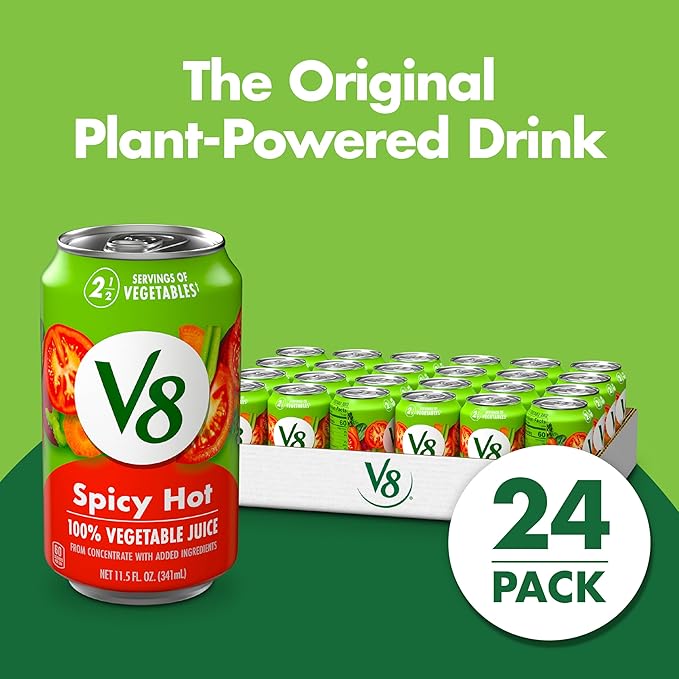 V8 Spicy Hot 100% Vegetable Juice, 11.5 fl oz Can (24 Pack)