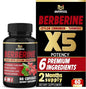 Berberine Supplement with Ceylon Cinnamon, Turmeric, 60 Capsules