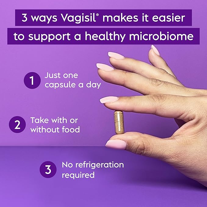 Vagisil Yeast Defense Supplements, Helps Balance Yeast and Good Bacteria, Clinically-Proven Probiotics, Clean Ingredients, Promotes A Healthy Vaginal Microbiome, Just 1 Capsule Daily, 30 Capsules