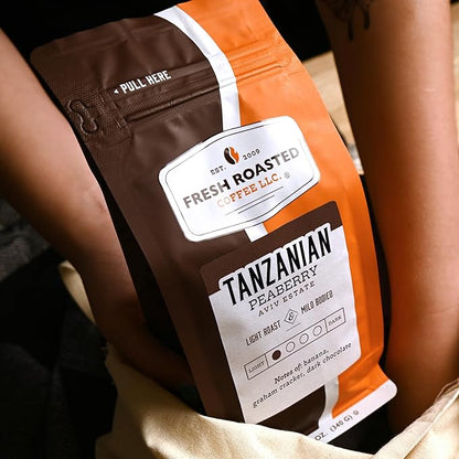 Fresh Roasted Coffee, Tanzanian Peaberry, 12 oz, Light Roast, Kosher, Whole Bean