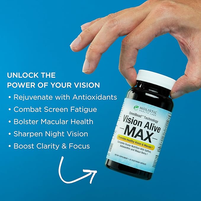 Vision Alive Max with 8 Natural Ingredients Lutemax® 2020, Bilberries, Blueberries, c3g from Black Currant, Maqui Berry, Saffron, and Astaxanthin (30 Count (Pack of 1))
