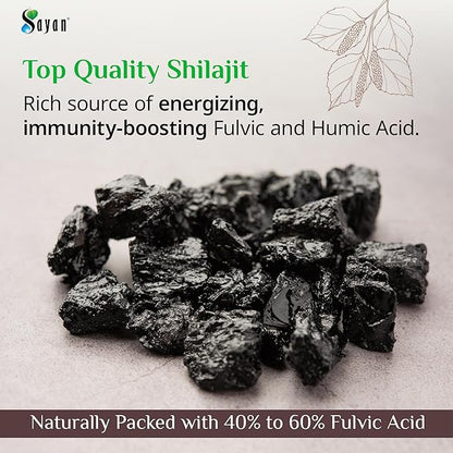 Sayan Shilajit Pure Organic Black Resin (120 Tablets, 2 Month