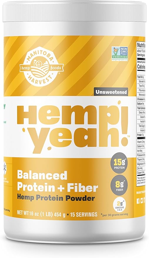 Manitoba Harvest Hemp Yeah! Balanced Protein 16oz, with 15g protein, 8g Fiber 2g Omegas 3&6 per