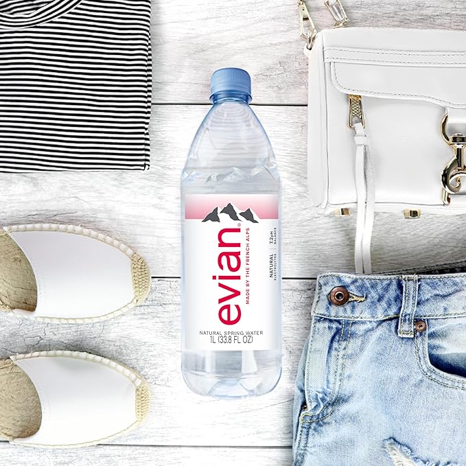Evian Natural Spring Water, 1 L bottles, 6 pack