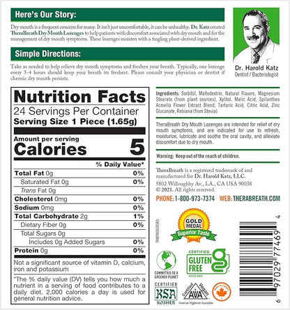 TheraBreath Dry Mouth Lozenges with ZINC, Tart Berry Flavor, 24 Lozenges (Pack of 2)