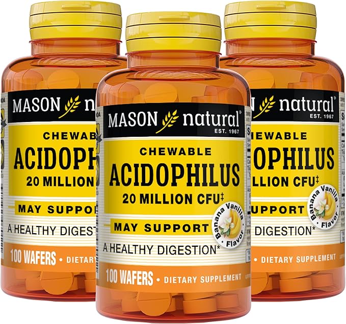 MASON NATURAL Acidophilus 20 Million CFU 100 Chewables 3)