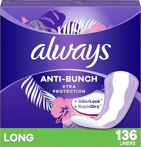 Always Anti-Bunch Xtra Protection Daily Liners, 136 Count