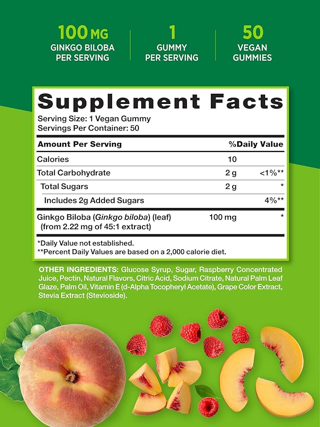 Nature's Truth Ginkgo Biloba Gummies 50 Count