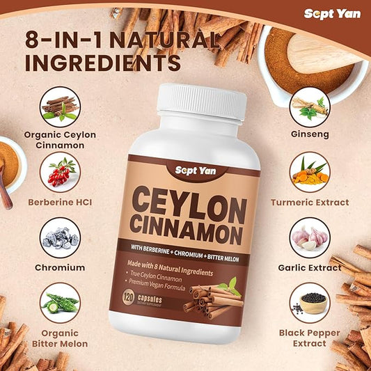 Ceylon Cinnamon Capsules 1200mg Cinnamon Bark 120 Capsules,