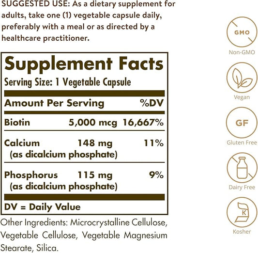 Solgar Biotin 5000 mcg 180 Count