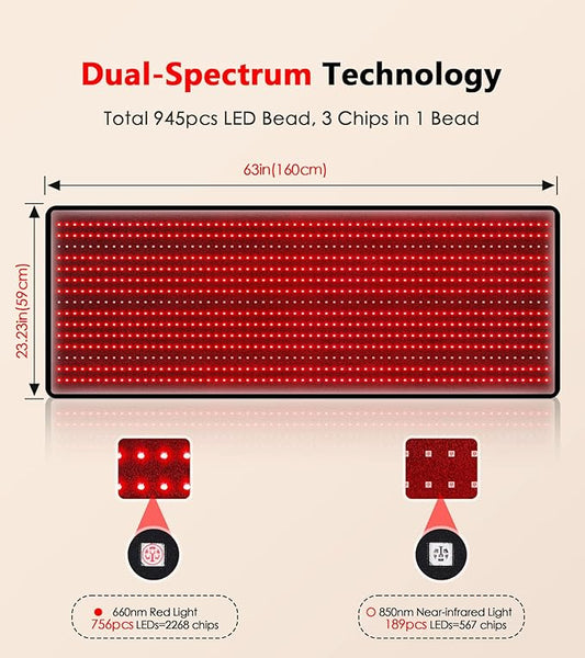 Red Light Therapy Mat, RUISQM 945pcs 63''×22.44'' Large