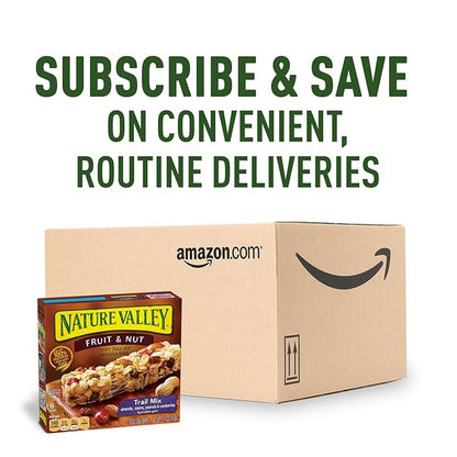 Nature Valley Chewy Fruit and Nut Granola Bars, Trail Mix, 6 Bars, 7.4 OZ (Pack of 12)