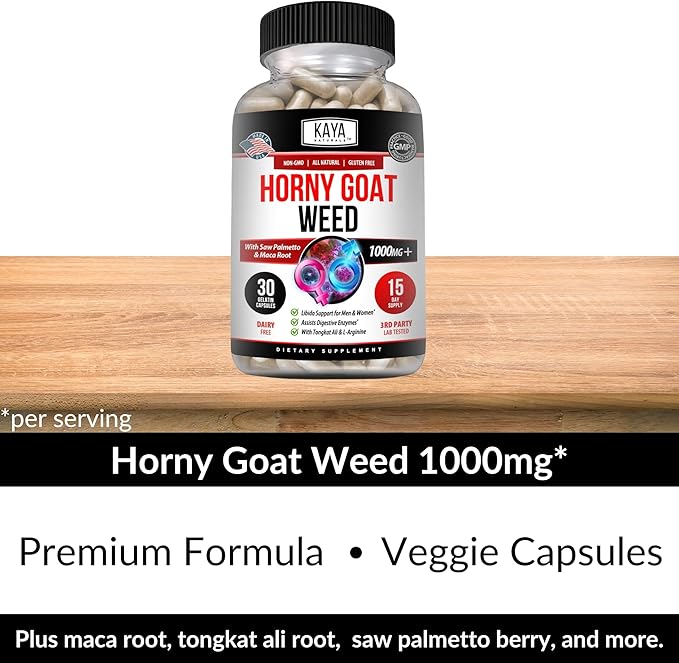 Kaya Naturals Horny Goat Weed 1560mg Extra 30 Count