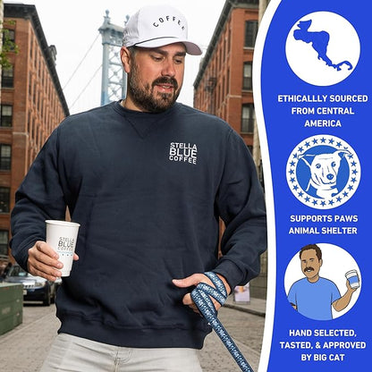 STELLA BLUE Fresh K Cup Coffee Pods | Electric Avenue Blend | 100% Arabica DARK Roast | Ethically & Sustainably Sourced from Central America | Helps Support PAWS Chicago | 12 Single Serve Pods