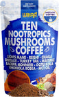 Wixar Nootropics Mushroom Coffee - Ten Superfood Extract Instant Coffee Powder with Lions Mane, Turkey Tail, Reishi, Chaga, Shiitake, Rhodiola Rosea, Gotu Kola, Bacopa - 5oz Mushrooms Supplement
