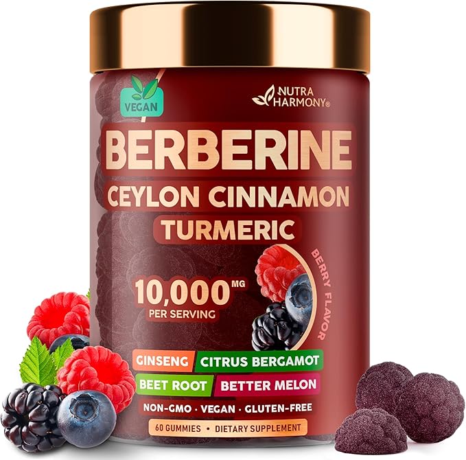 Berberine with Ceylon Cinnamon Gummies 10000 mg 7-in-1 Heart 60 Gummies