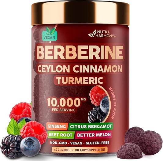 Berberine with Ceylon Cinnamon Gummies 10000 mg 7-in-1 Heart 60 Gummies