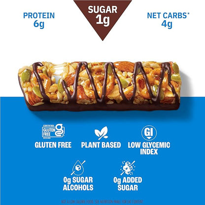 Munk Pack Keto Snack Bars, Dark Chocolate Pretzel - Low Carb Nut Bar with 6g Protein, 1g Sugar with Allulose - Gluten Free & Low Glycemic - 12 Count
