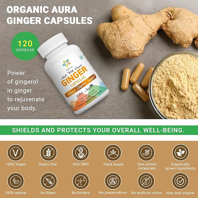 Organic Aura Ginger Capsules. Made