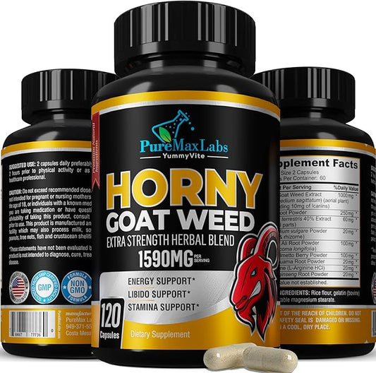 Horny Goat Weed 1590mg Extra Strength 120 Capsules, 120 Caps