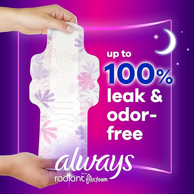 Always Radiant Overnight Feminine Pads 5 Extra 54 ct