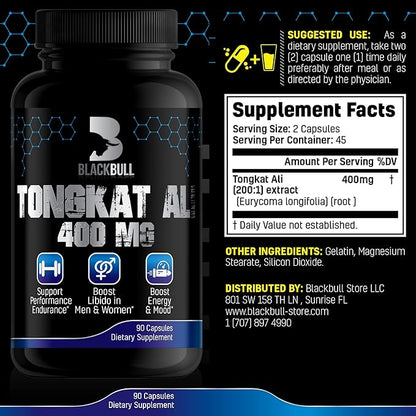 Tongkat Ali Extract 400 Mg- Eurycoma 90 Capsules, 45 Days
