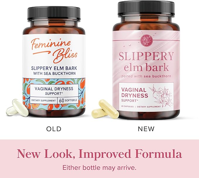 Vaginal Moisture & Vaginal Dryness Support | Slippery Elm Bark & Sea Buckthorn | Moisturizer for Female Comfort with Slippery Elm Capsules | Moisture & Dryness Support | Non-GMO | 60 Capsules