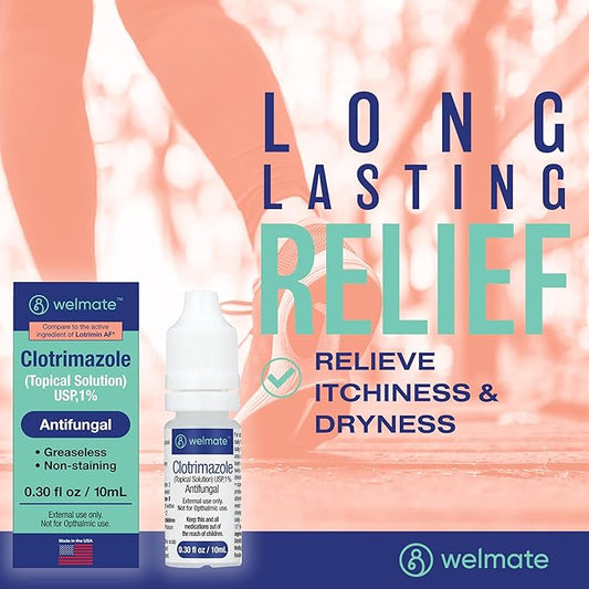 WELMATE Clotrimazole 1% Antifungal Topical Solution, 0.33 Fluid 2 Pack