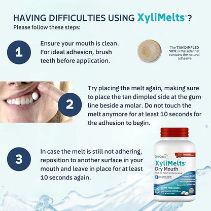 OraCoat XyliMelts Dry Mouth Relief Moisturizing Stick-On-Melts with Xylitol, 100 Count, Cinnamon, Helps Stimulate Saliva for Dry Mouth, Non-Acidic, Day & Night Use, Time Release for Up to 8-Hour
