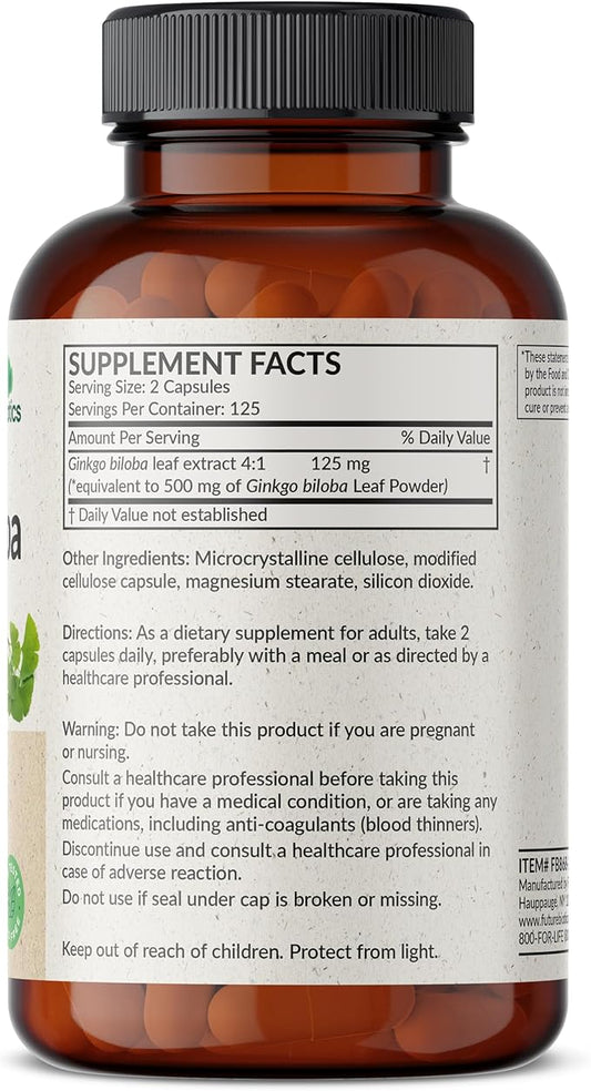 Futurebiotics Ginkgo Biloba 500mg Extra Strength 250 Vegetarian