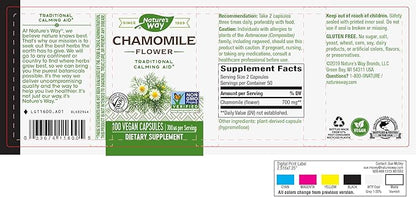 Nature's Way Chamomile Flower 700 mg 2-Capsule Serving- 100 Vegan