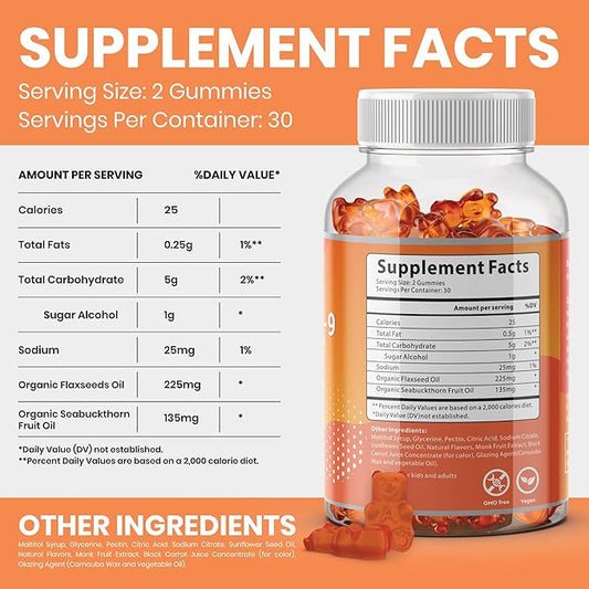 Omega 3 Gummies with Omegas 6, 7, 9, 9, DHA