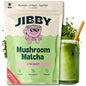 JIBBY Mushroom Matcha Super Latte - Ceremonial Grade Green Tea Organic Matcha Powder, Collagen, MCT Oil, Superfood Mushrooms, Matcha Latte Collagen Powder, Matcha Powder (A Tad Sweet, 30 Servings)