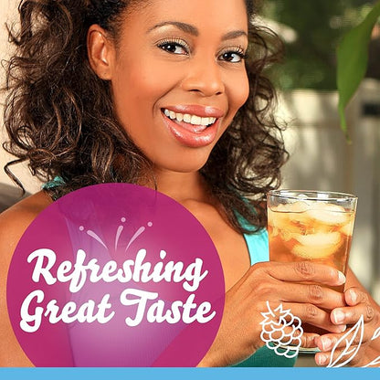 Crystal Light Raspberry Iced Tea Naturally Flavored Powdered Drink Mix, 72 ct Pack, 12 Canisters of 6 Pitcher Packets