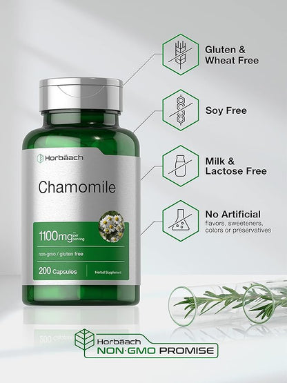 Horbäach Chamomile Flower 1100mg 200 Capsules