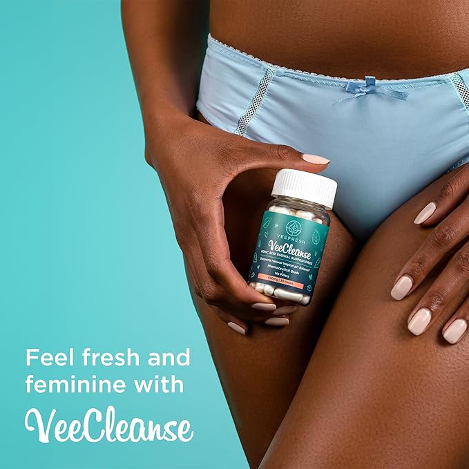 VeeFresh - VeeCleanse Boric Acid Vaginal Suppositories - Vaginal pH Balance Suppositories - Vaginal Odor Control - Feel Fresh, Feminine and Confident