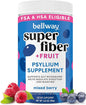 Bellway Super Fiber Powder + Fruit, Sugar Free Organic Psyllium Husk Powder Fiber Supplement for Regularity, Bloating Relief & Gut Health, Non-GMO, Plant-Based, Mixed Berry (50 Servings)